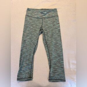 Green/Blue Patterned Capri Athletic Leggings
